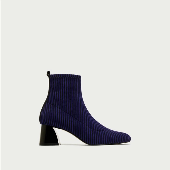 NWT ZARA Blue Contrasting Sock Style Ankle Boots - Picture 5 of 5